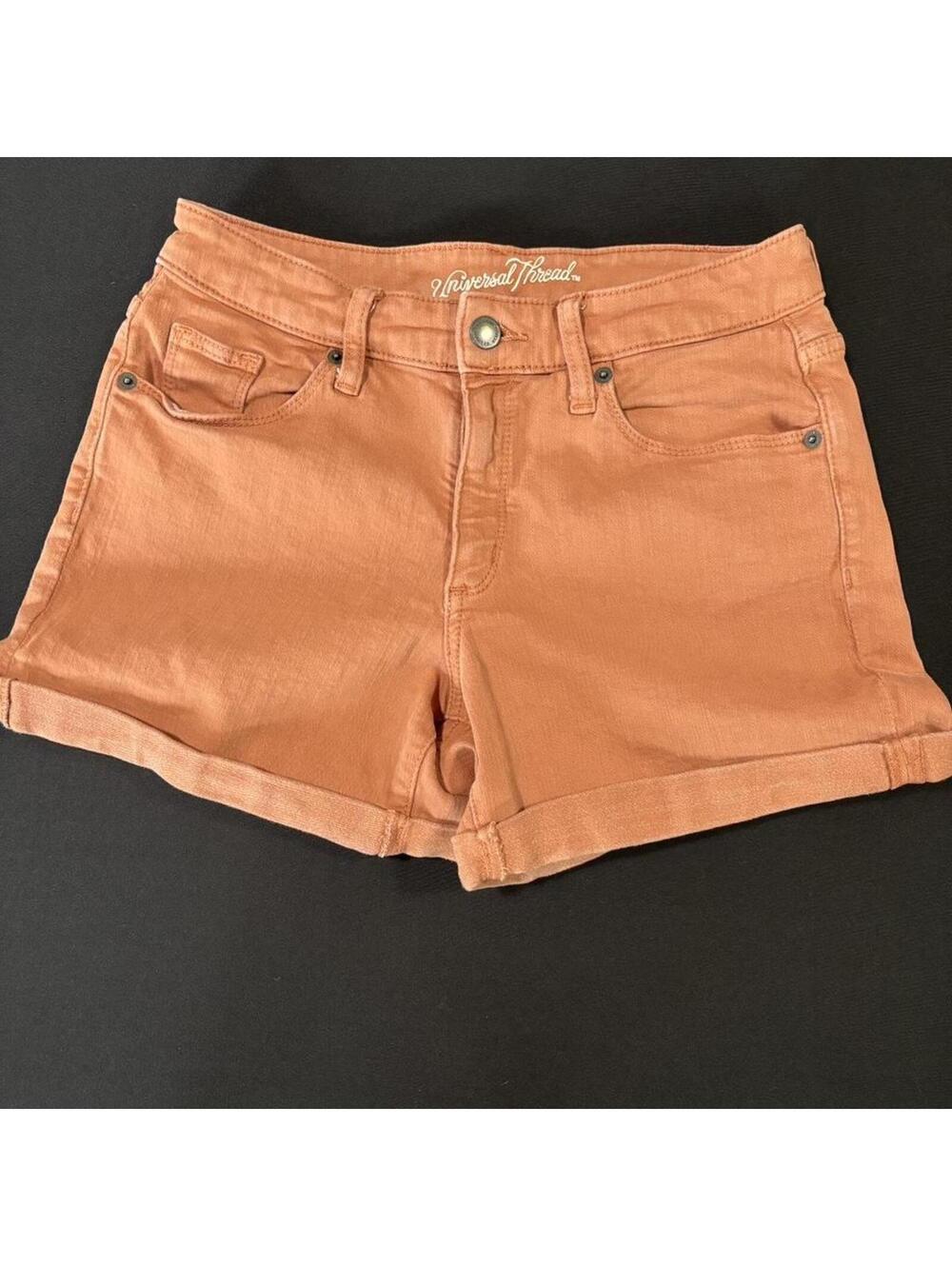 Universal Thread terracotta brown high rise midi shorts cuffed casual summer